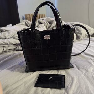 Coach Willow 24 croc embossed crossbody tote and cardholder wallet